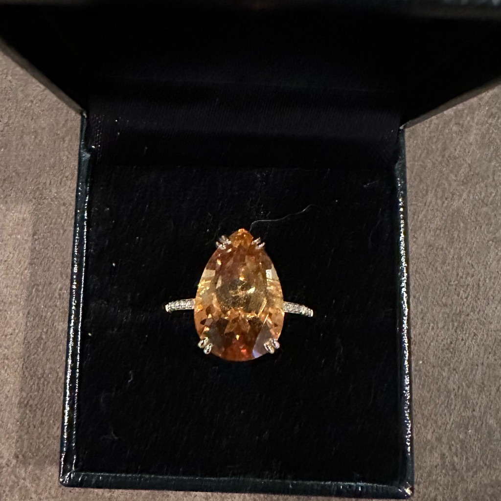 Effy Pear Cut Citrine White Sapphire Ring 7 690$